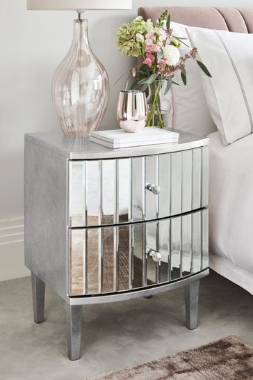 Rochelle Mirrored 2 Drawer Bedside Table 