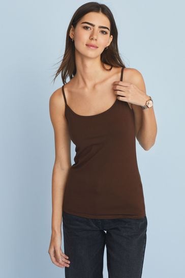 Camiseta de tirantes finos marrón chocolate