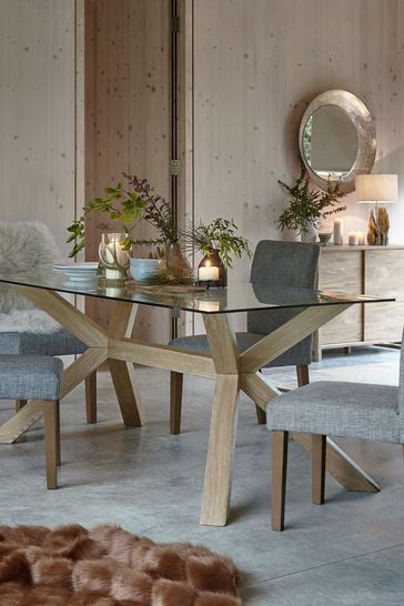Oak & Glass 6 Seater Dining Table