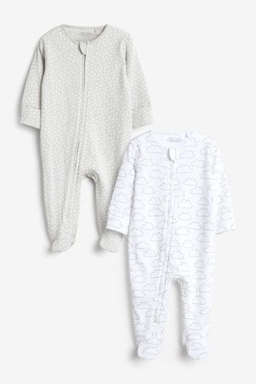 Buy Grey Cloud Baby 2 Pack Zip Sleepsuits (0-2yrs) from Next Saudi Arabia