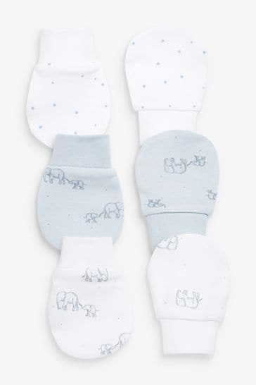 Buy Blue Baby 3 Pack Cotton Elephant Scratch Mitts from Next Saudi Arabia