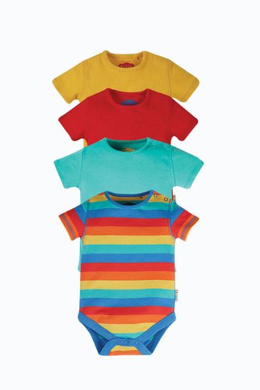 Frugi Rainbow Organic Cotton Rainbow Short Sleeve Bodysuits 4 Pack