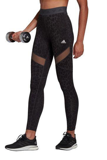 Buy adidas Black Train All Over Leopard Print Leggings from Next