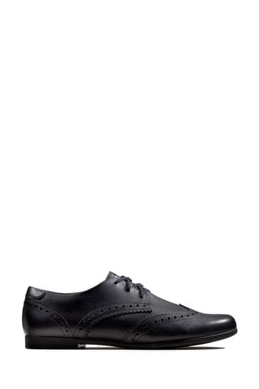 Clarks Black Multi Fit Scala Lace Youth Shoes