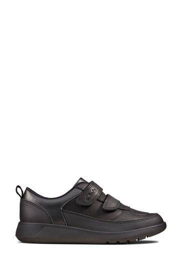Clarks Black Multi Fit Leather Scape Flare Kids Shoes