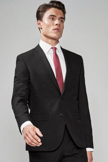 Black Skinny Fit Two Button Suit: Jacket