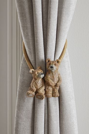 Set of 2 Natural Magnetic Barnaby The Bear Curtain Tie Backs