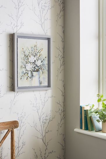 Grey Pussy Willow in Vase Framed Print