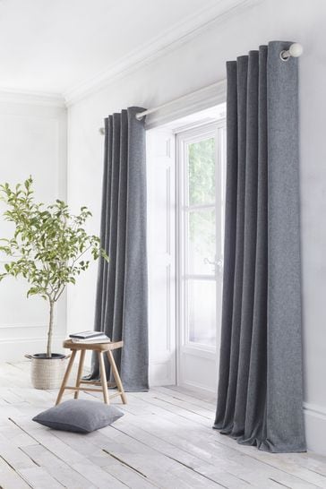 Appletree Charcoal Grey Boucle Eyelet Curtains