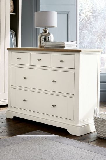 Hampton Country Luxe Painted Oak 5 Drawer Multi Chest