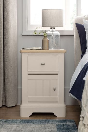 Hampton Country Luxe Painted Oak Storage Bedside Table