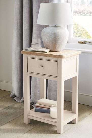 Hampton Country Luxe Painted Oak Slim 1 Drawer Bedside Table