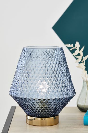 Navy Gold Battery Operated Medium Tapered Ambient Lamp