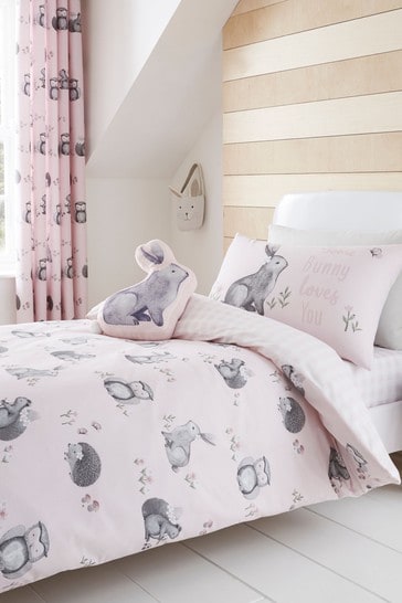 Catherine Lansfield Pink Woodland Friends Easy Care Duvet Cover And Pillowcase Set