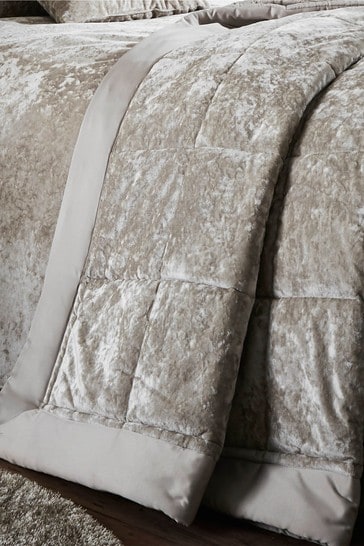 Catherine Lansfield Natural Crushed Velvet Bedspread
