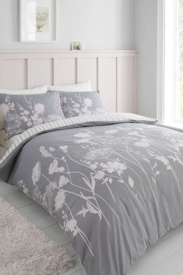 Catherine Lansfield Meadowsweet Duvet Set, Grey. Fresh Bedroom Design