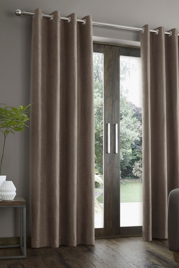 Catherine Lansfield Natural Faux Suede Eyelet Curtains