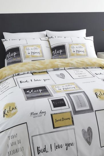 Catherine Lansfield Ochre Yellow Sleep Dreams Duvet Cover And Pillowcase Set