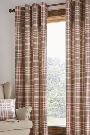 Catherine Lansfield Natural Tweed Woven Check Curtains