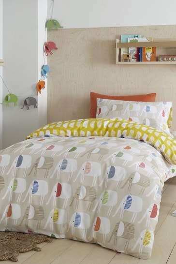 Pineapple Elephant Natural Minbu Elephant Duvet Cover and Pillowcase Set