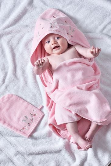 Pink Betty The Bunny Newborn Cotton Hooded Baby Towel