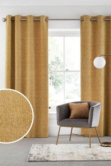 Ochre Yellow Heavyweight Chenille, Material For Curtains At Dunelm