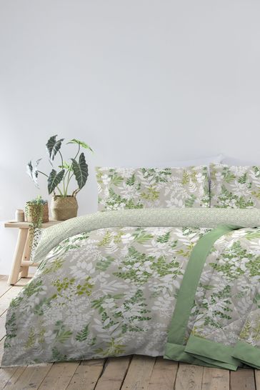 D&D Green Delamere Floral Duvet Cover and Pillowcase Set