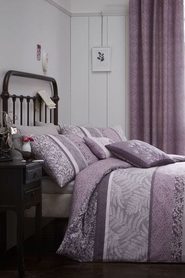 D&D Purple Hanworth Panel Stripe Duvet Cover And Pillowcase Set