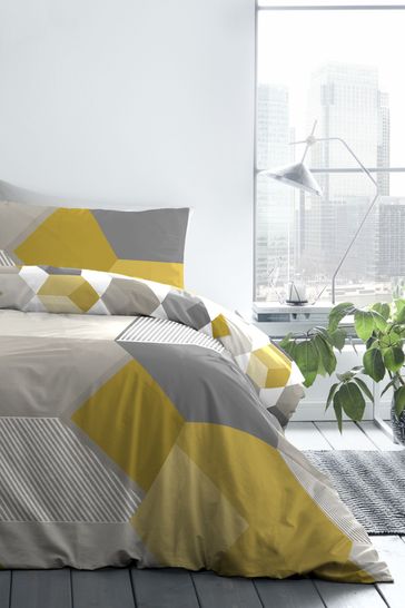 Fusion Yellow Hexagon Duvet Cover And Pillowcase Set