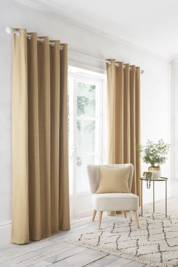 D&D Yellow Indiana Eyelet Curtains
