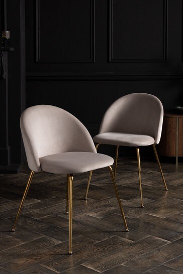 Set of 2 Iva Dining Chairs With Gold Finish Legs