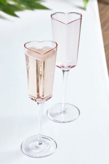 Buy Pink Heart Set of 2 Flute Glasses from the Next UK online shop