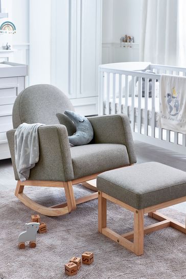 Buy Wool Blend Grey Alix Upholstered Nursing Chair Footstool from