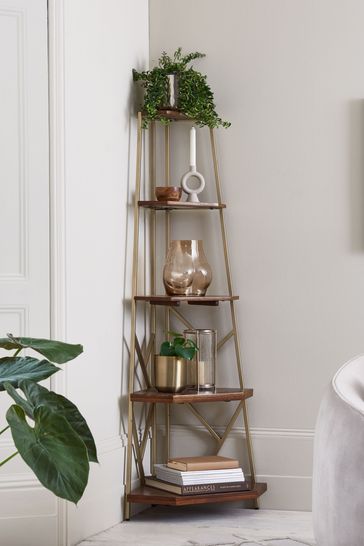 Mango wood shop corner bookcase