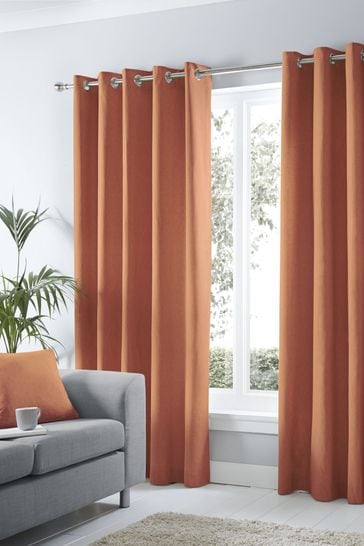 Fusion Orange Sorbonne Eyelet Curtains