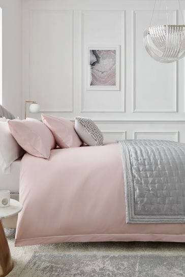 Pink Collection Luxe 600 Thread Count 100% Cotton Sateen Duvet Cover And Pillowcase Set