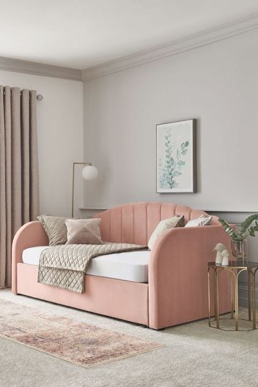 Opulent Velvet Blush Pink Stella Upholstered Daybed Frame