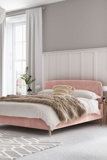 Opulent Velvet Blush Pink Matson Upholstered Bed Bed Frame