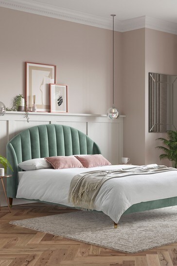 Opulent Velvet Mineral Green Stella Upholstered Bed Frame