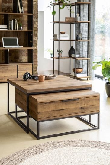 Buy Bronx Oak Effect Storage Coffee Nest of Tables from the Next UK online shop