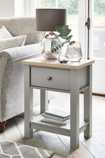 Grey storage side table deals