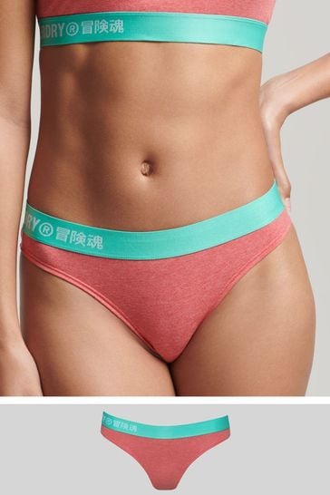 Superdry Pink Organic Cotton Offset Logo Bikini Briefs