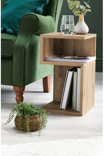 Light Bronx Oak Effect Shaped Side Table