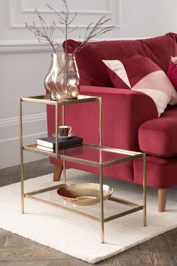 Gold and Glass Sofa Side Table