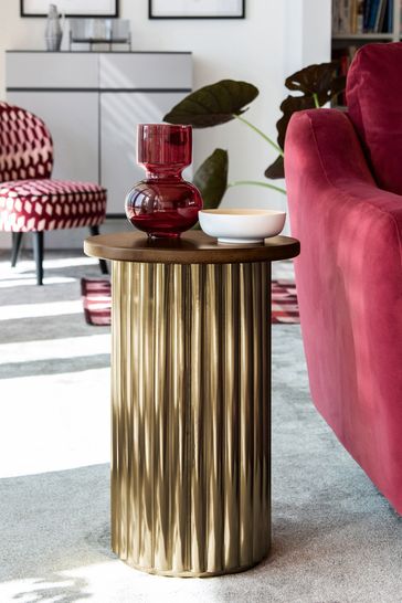 Gold Ribbed Side Table
