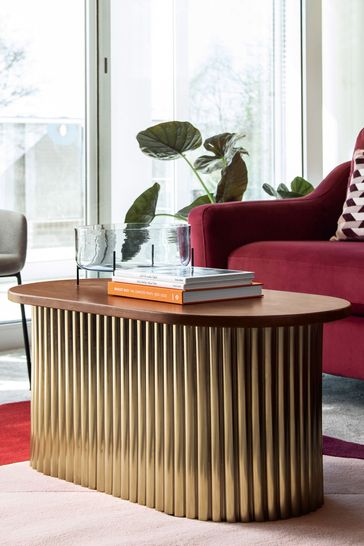 Gold Ribbed Coffee Table