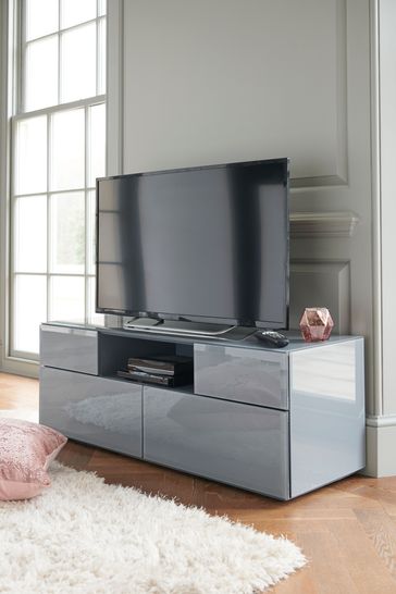 Sloane Grey Glass Wide TV Stand with Drawers