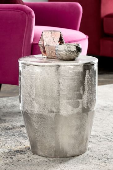 Silver barrel side hot sale table