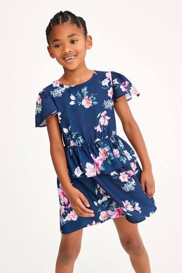 Buy Navy Blue Peplum Floral Print Party Dress 3 16yrs From Next Turkey