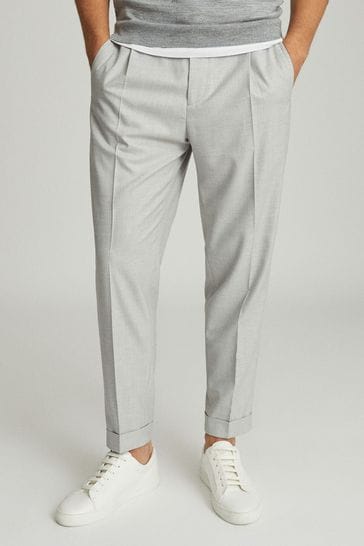 Reiss Grey Grey Brighton Pleat Front Trousers